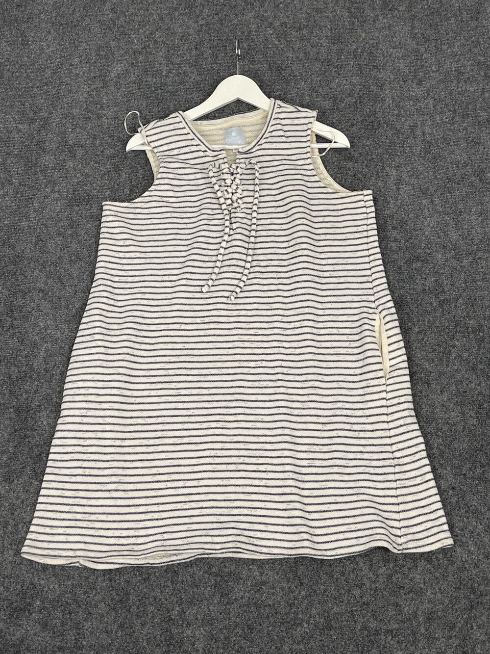 Sunday Tunic Womens XL Sweater Terry White Striped Cowl Neck Sleeveless N119